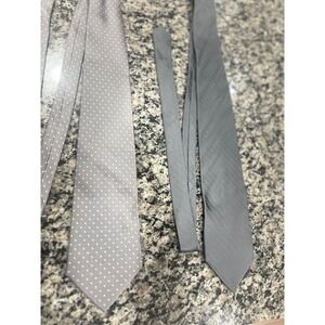 Mens Gray Polka Dot & Stripe Neckties Set Perry Ellis Portfolio Neo Bill Blass